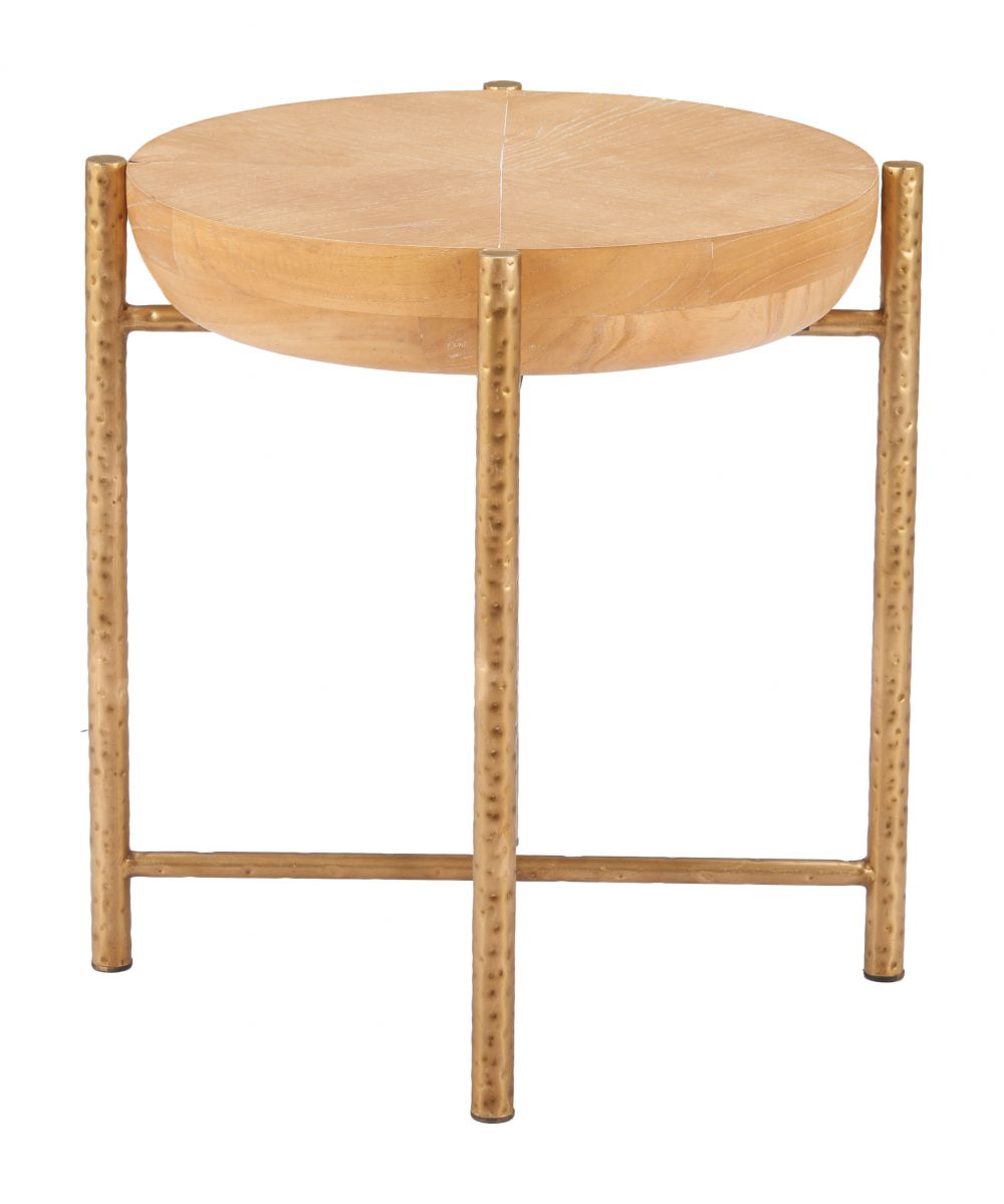 Zuo Modern Halva Natural Wood Top Round Side Table