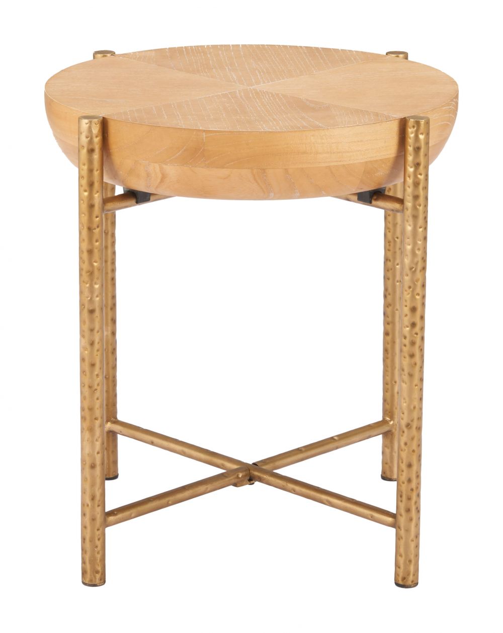 Zuo Modern Halva Natural Wood Top Round Side Table
