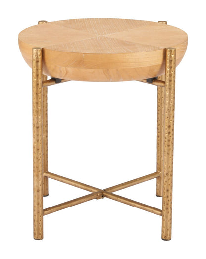 Zuo Modern Halva Natural Wood Top Round Side Table