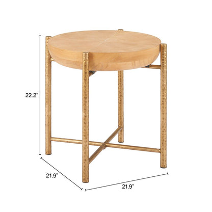 Zuo Modern Halva Natural Wood Top Round Side Table