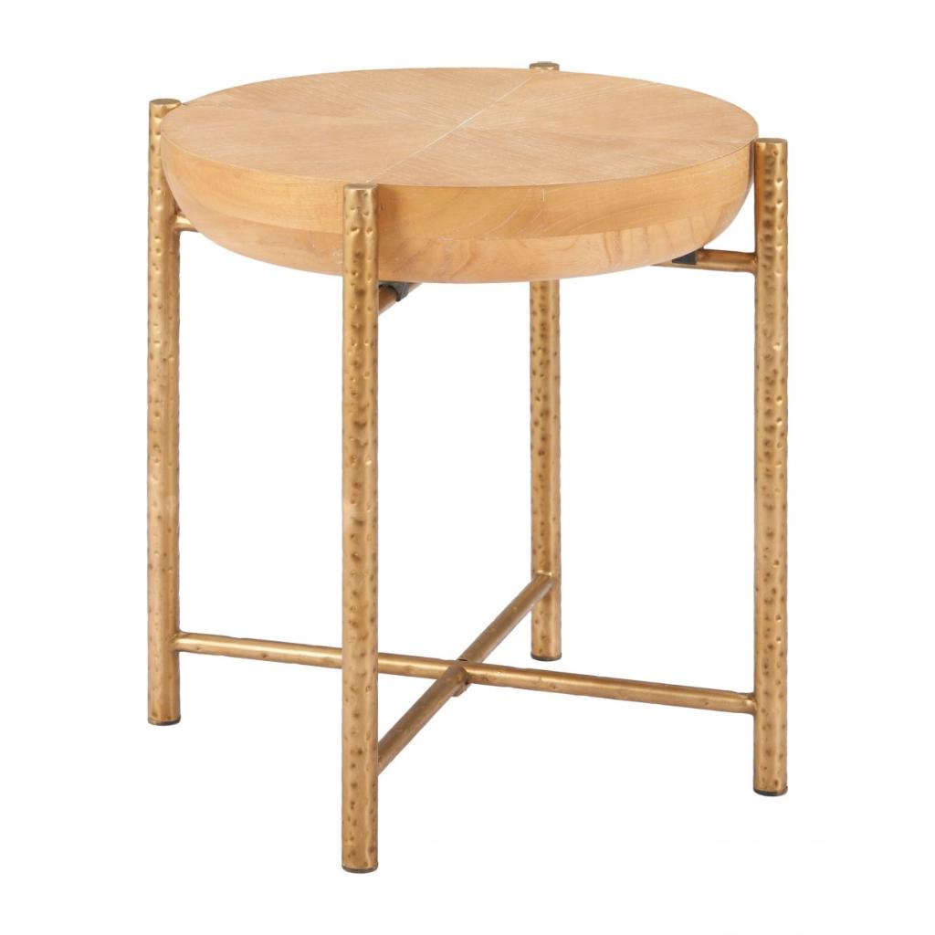 Zuo Modern Halva Natural Wood Top Round Side Table