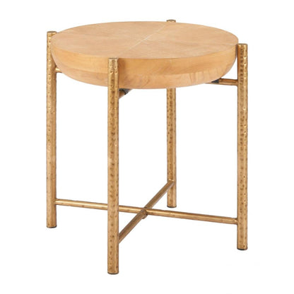 Zuo Modern Halva Natural Wood Top Round Side Table