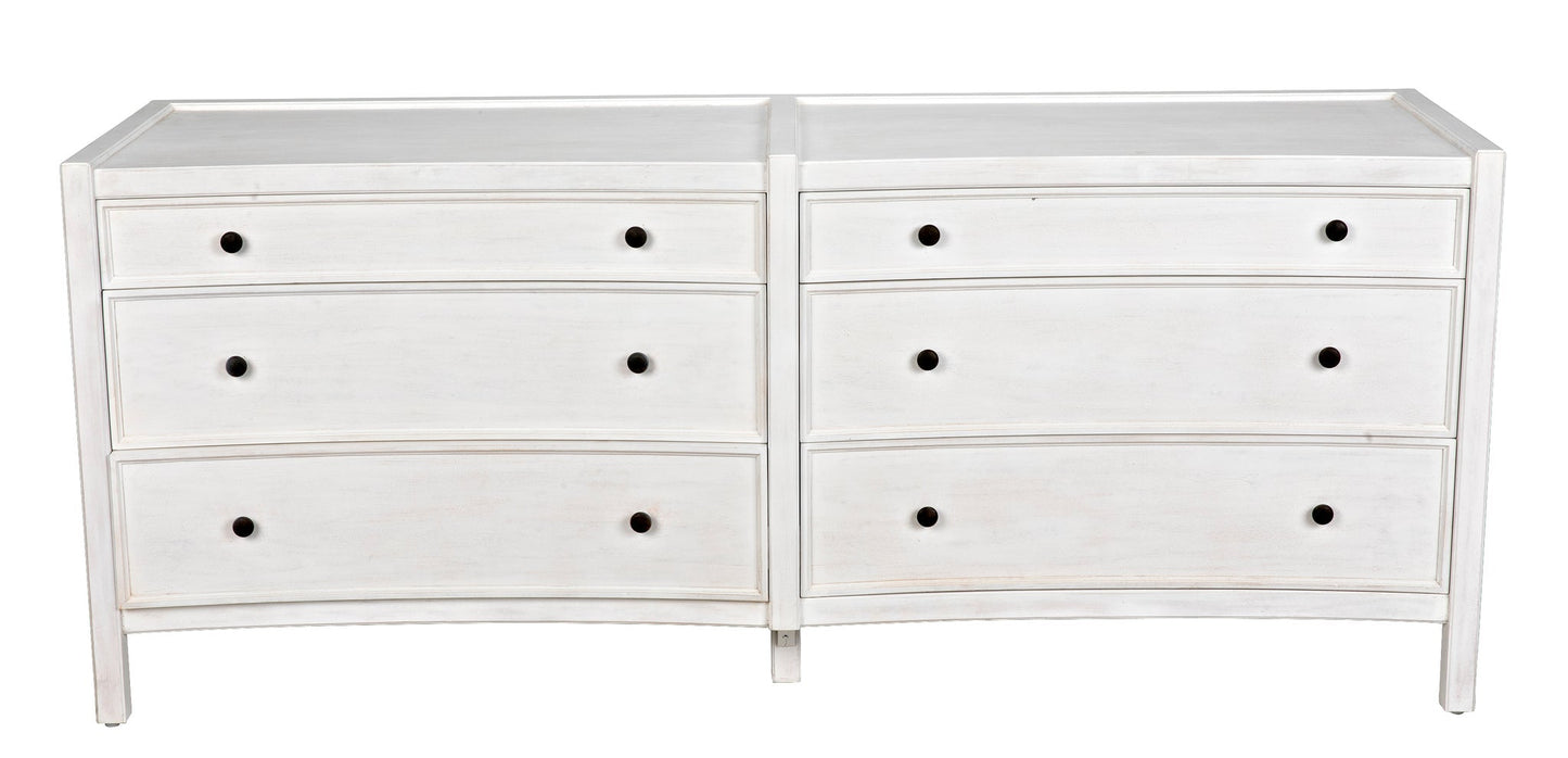 Hampton 6 Drawer Dresser, White Wash-Dressers-Noir-Sideboards and Things