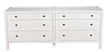 Hampton 6 Drawer Dresser, White Wash-Dressers-Noir-Sideboards and Things