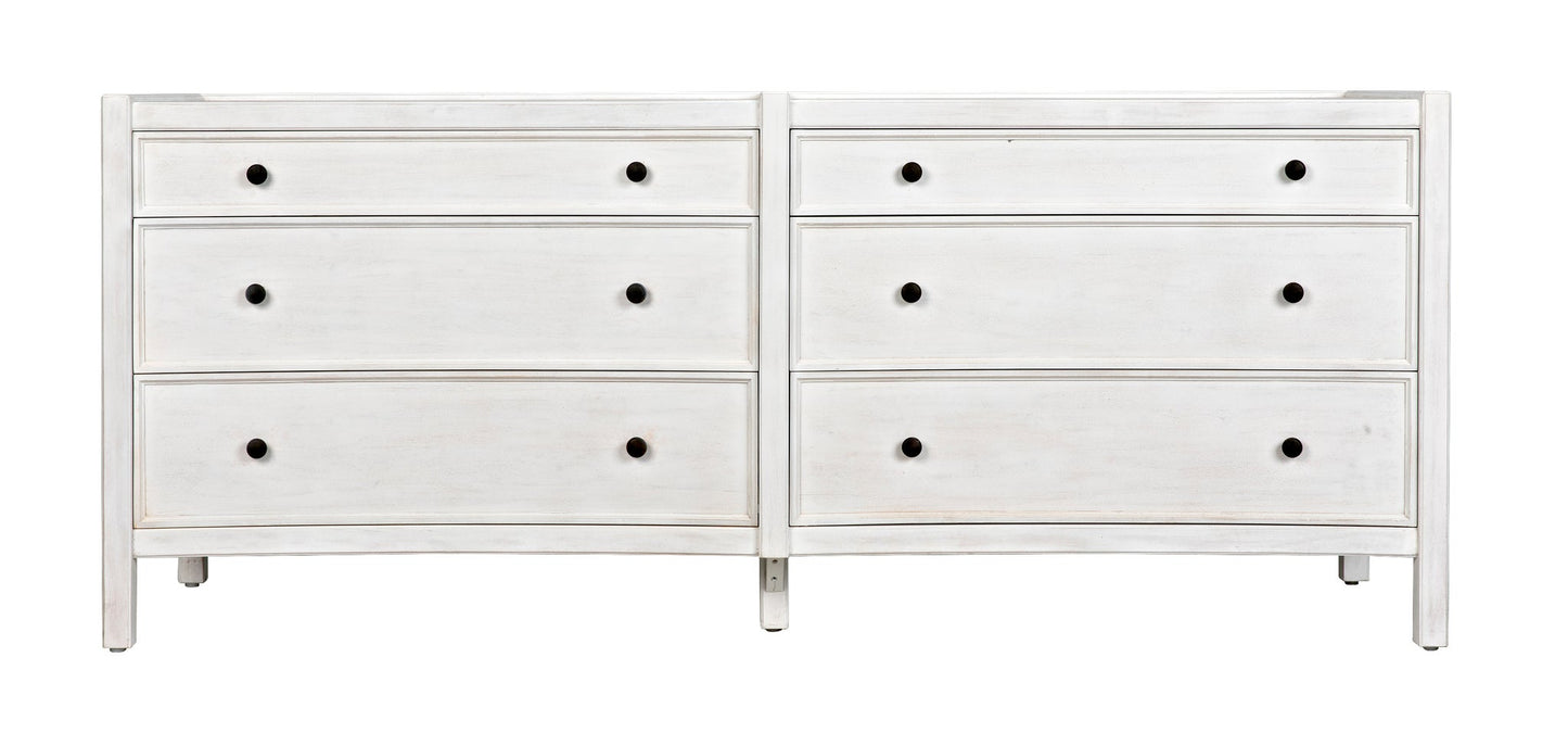 Hampton 6 Drawer Dresser, White Wash-Dressers-Noir-Sideboards and Things