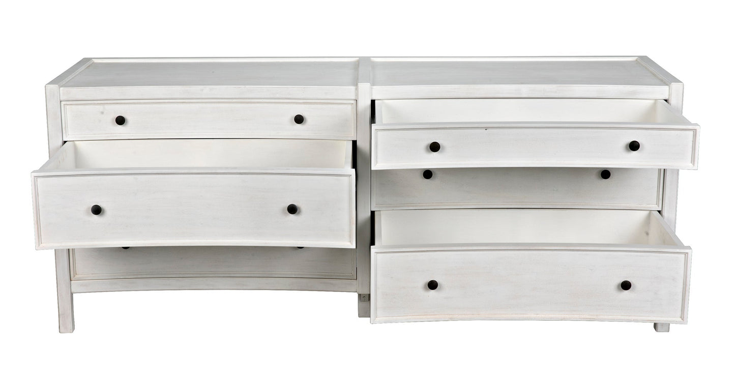 Hampton 6 Drawer Dresser, White Wash-Dressers-Noir-Sideboards and Things