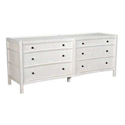 Hampton 6 Drawer Dresser, White Wash-Dressers-Noir-Sideboards and Things