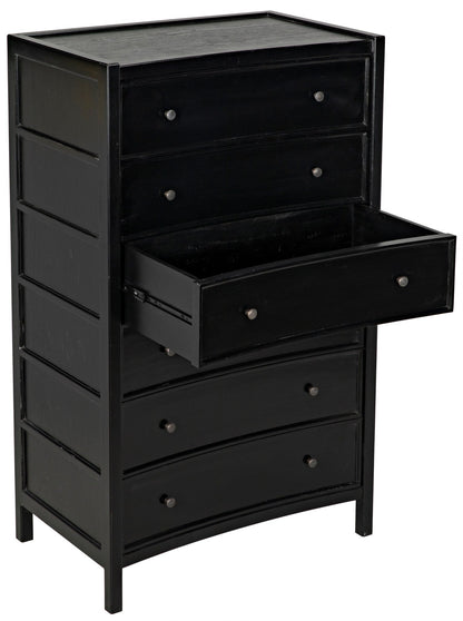 Hampton Wood Black Tall Boy-Dressers-Noir-Sideboards and Things