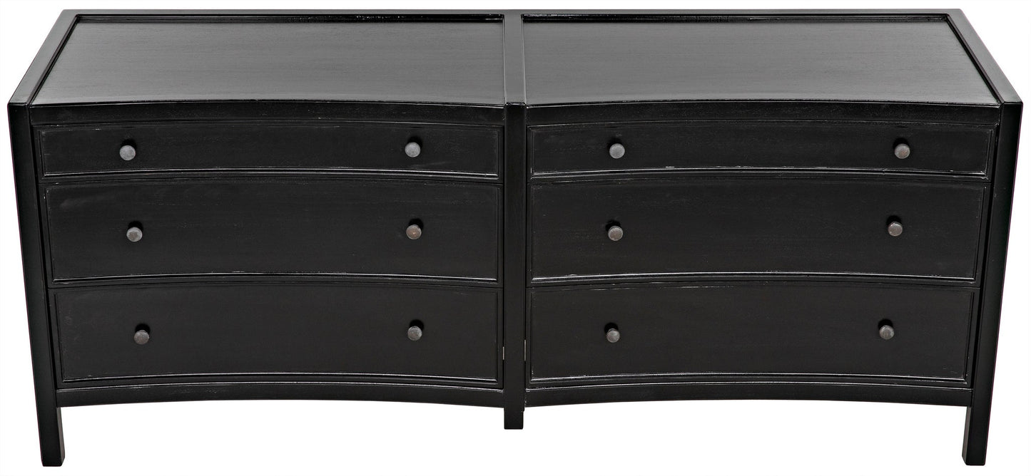 Hampton Wood Dreser With 6 Drawers-Dressers-Noir-Sideboards and Things