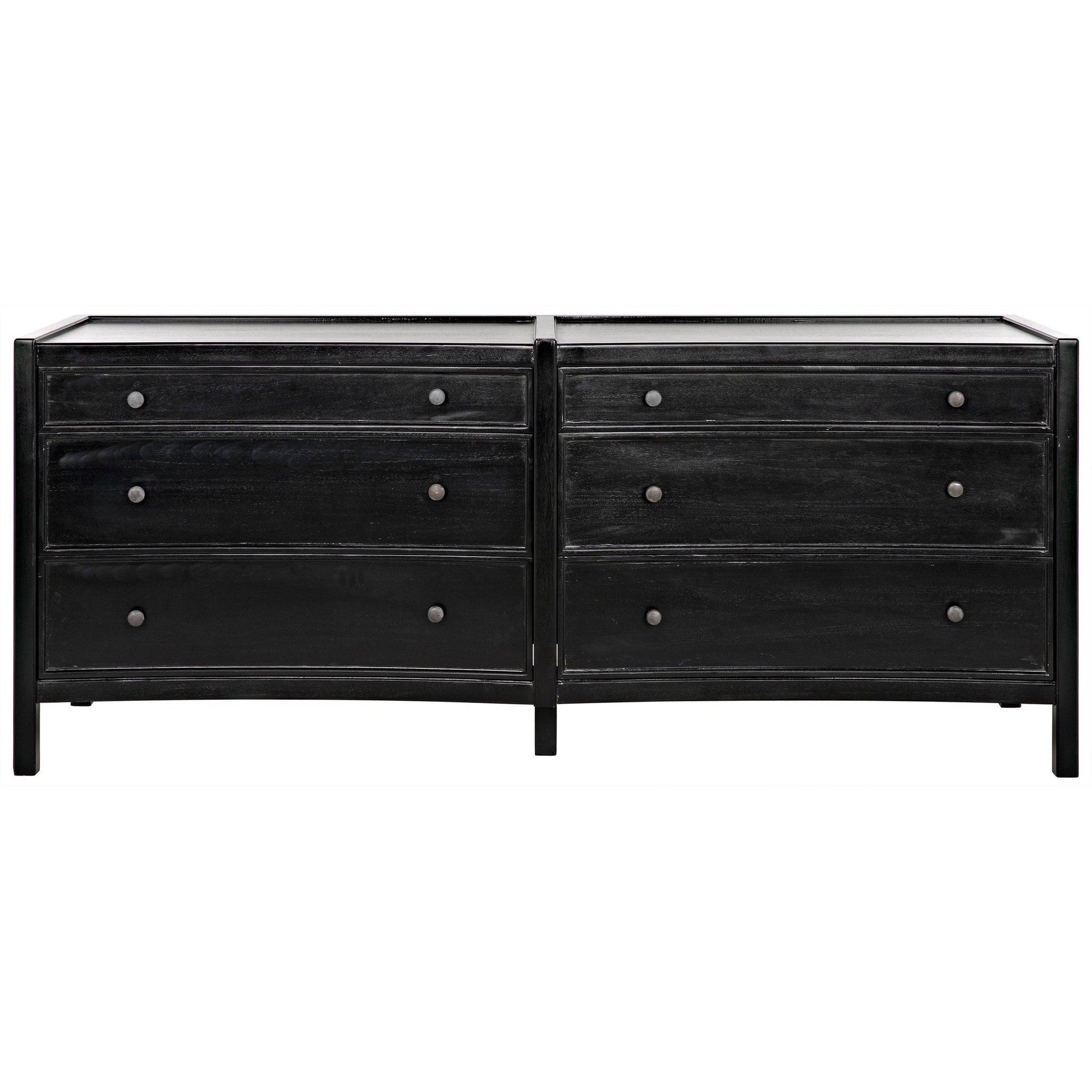 Hampton Wood Dreser With 6 Drawers-Dressers-Noir-Sideboards and Things