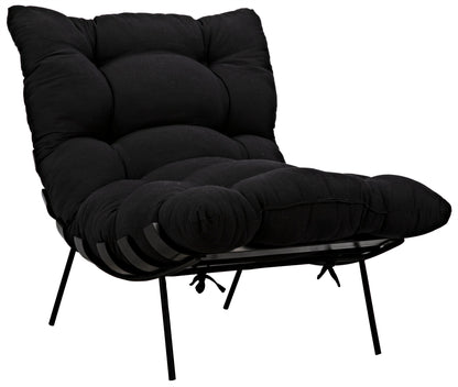 Hanzo Chair with Steel Legs, Charcoal Black-Accent Chairs-Noir-Sideboards and Things