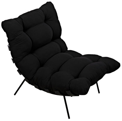 Hanzo Chair with Steel Legs, Charcoal Black-Accent Chairs-Noir-Sideboards and Things