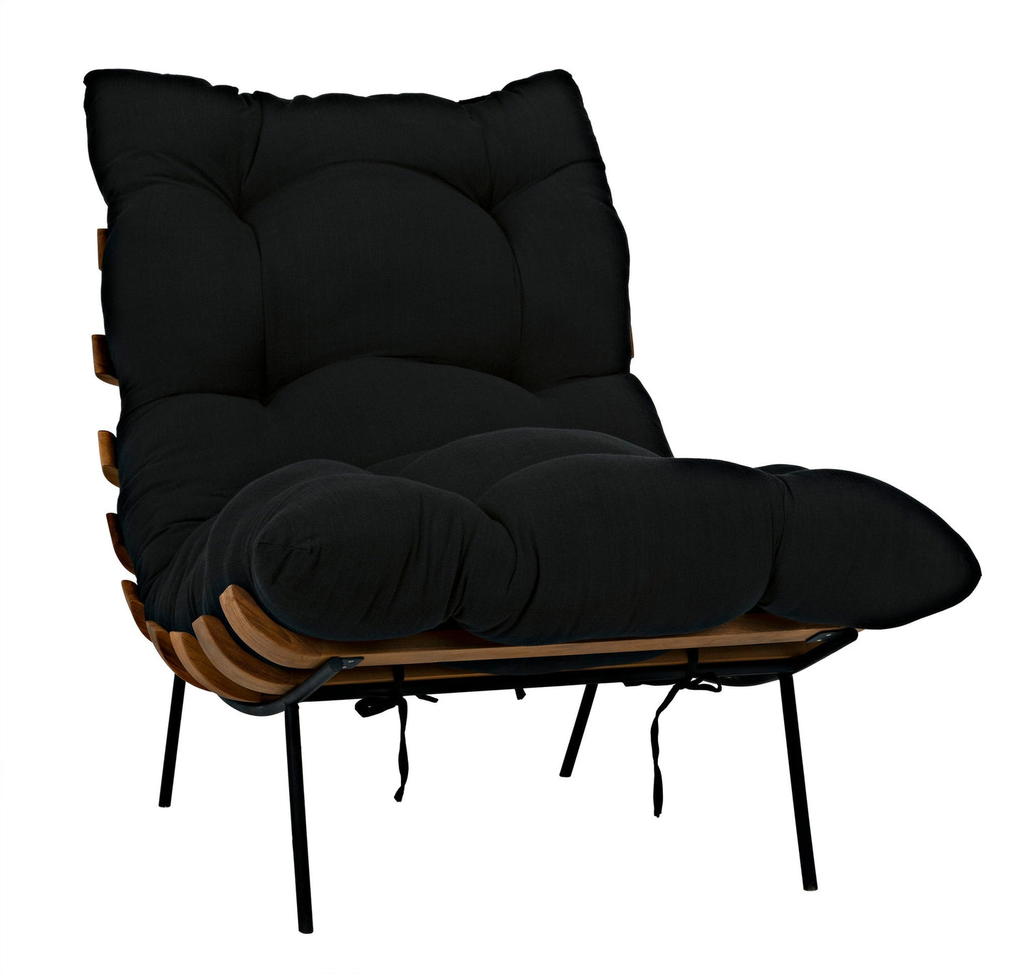 Hanzo Chair with Steel Legs, Teak-Accent Chairs-Noir-Sideboards and Things