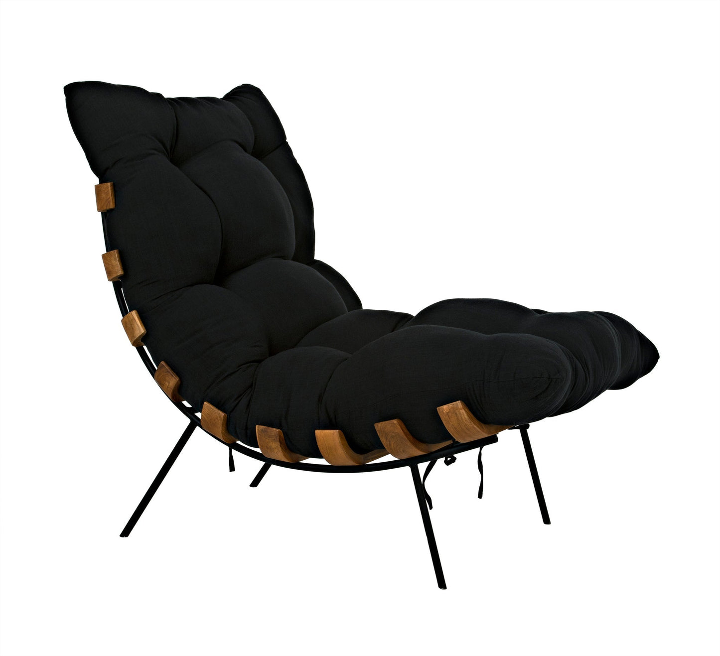 Hanzo Chair with Steel Legs, Teak-Accent Chairs-Noir-Sideboards and Things