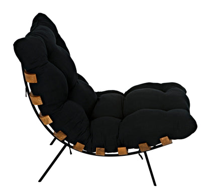 Hanzo Chair with Steel Legs, Teak-Accent Chairs-Noir-Sideboards and Things