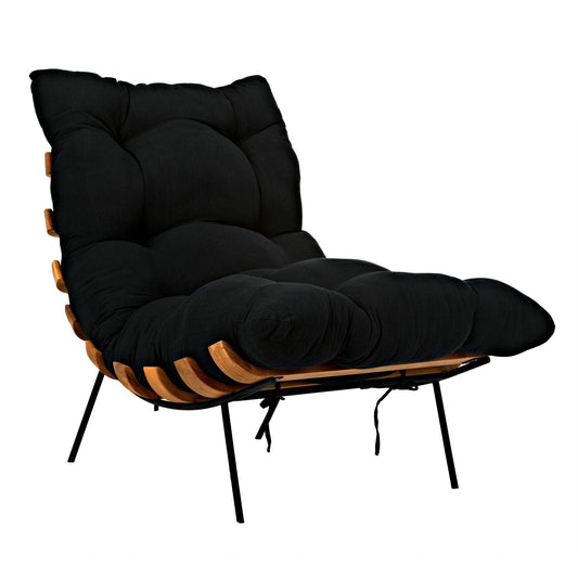 Hanzo Chair with Steel Legs, Teak-Accent Chairs-Noir-Sideboards and Things