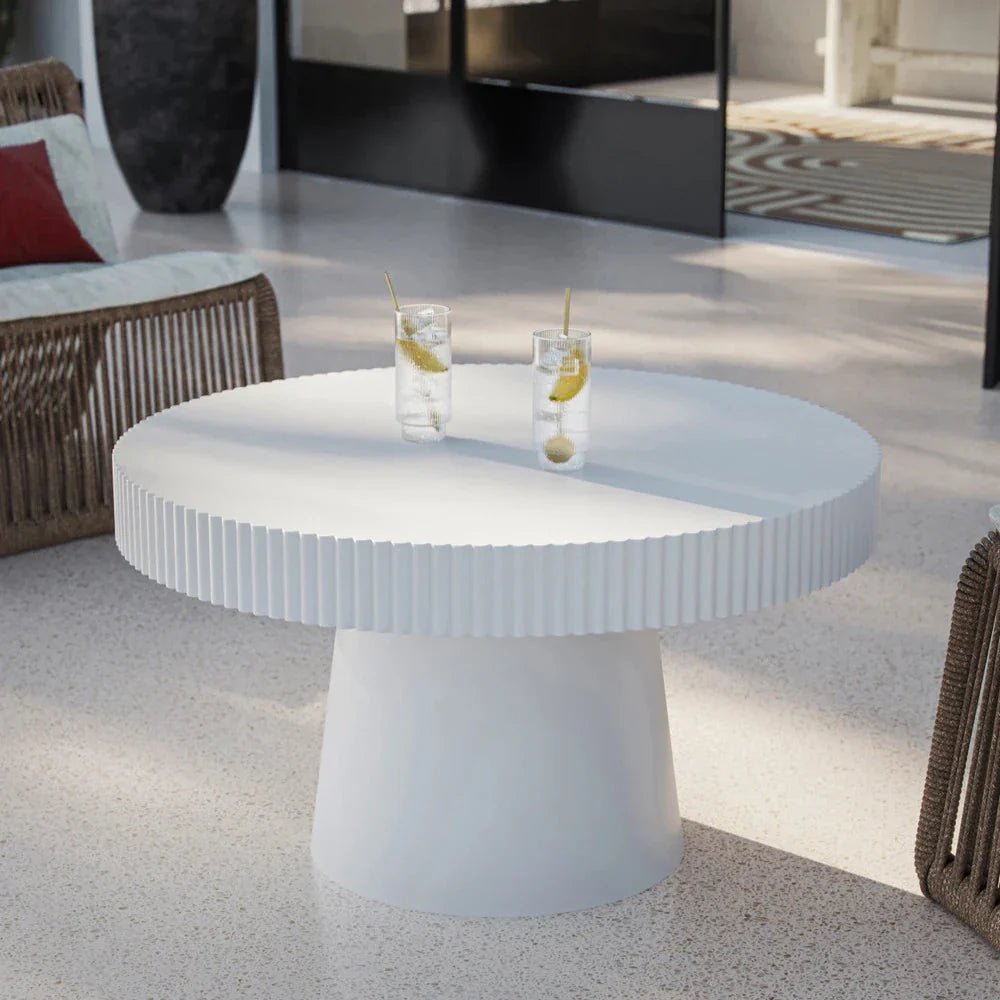 Harlow White Concrete Outdoor Cocktail Table