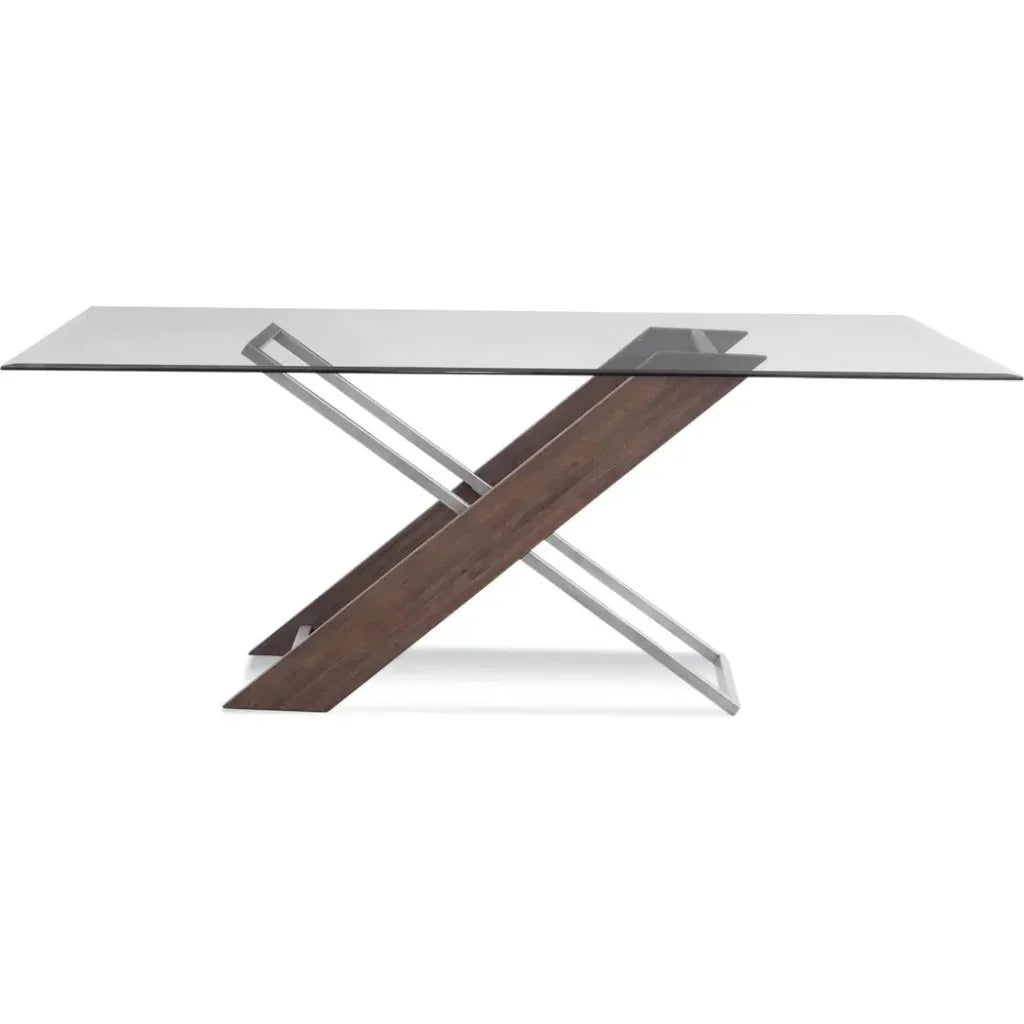 Harmon Wood & Glass Brown Rectangular Dining Table-Dining Tables-Bassett Mirror-LOOMLAN