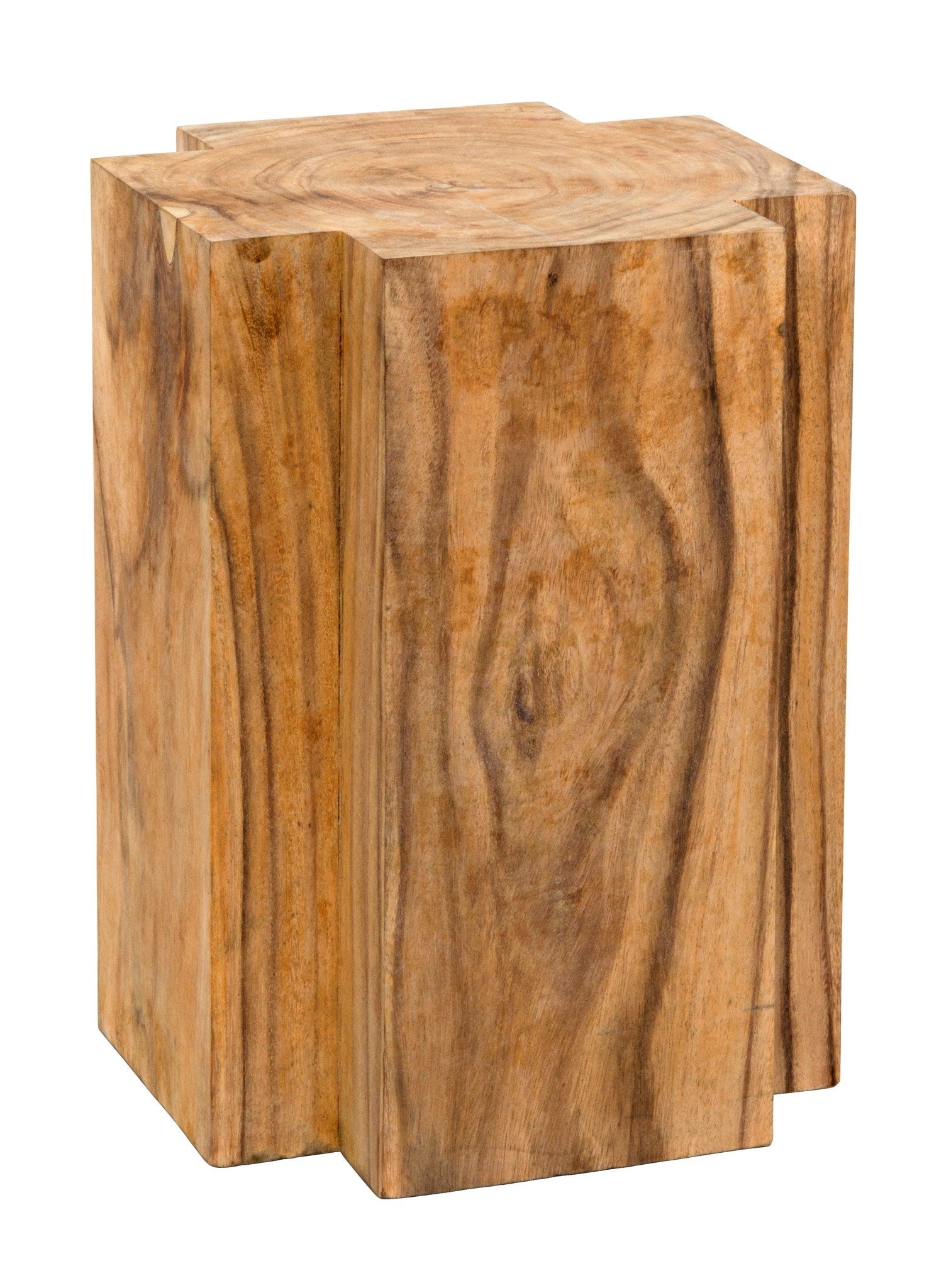 Haru Teak Wood Geometric Side Table-Side Tables-Noir-Sideboards and Things