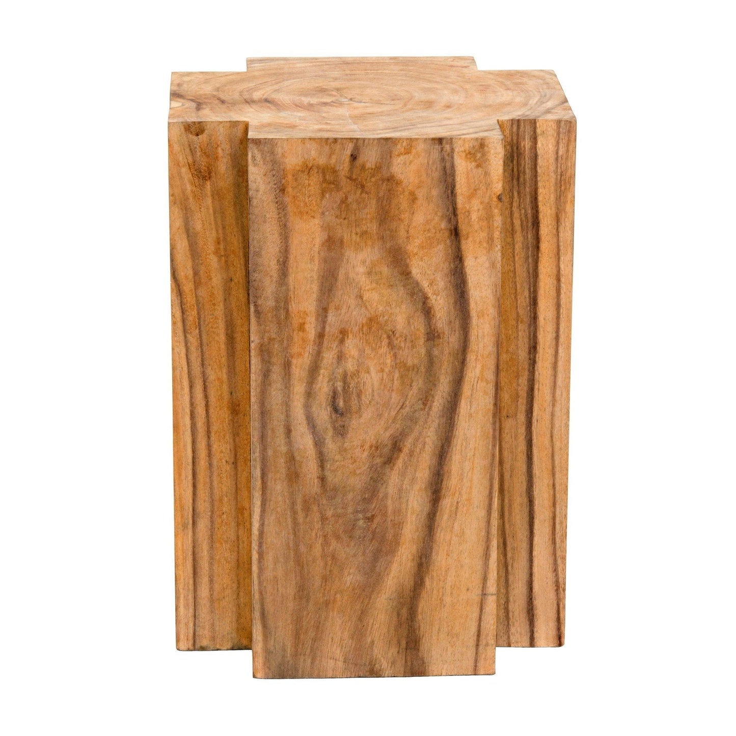 Haru Teak Wood Geometric Side Table-Side Tables-Noir-Sideboards and Things