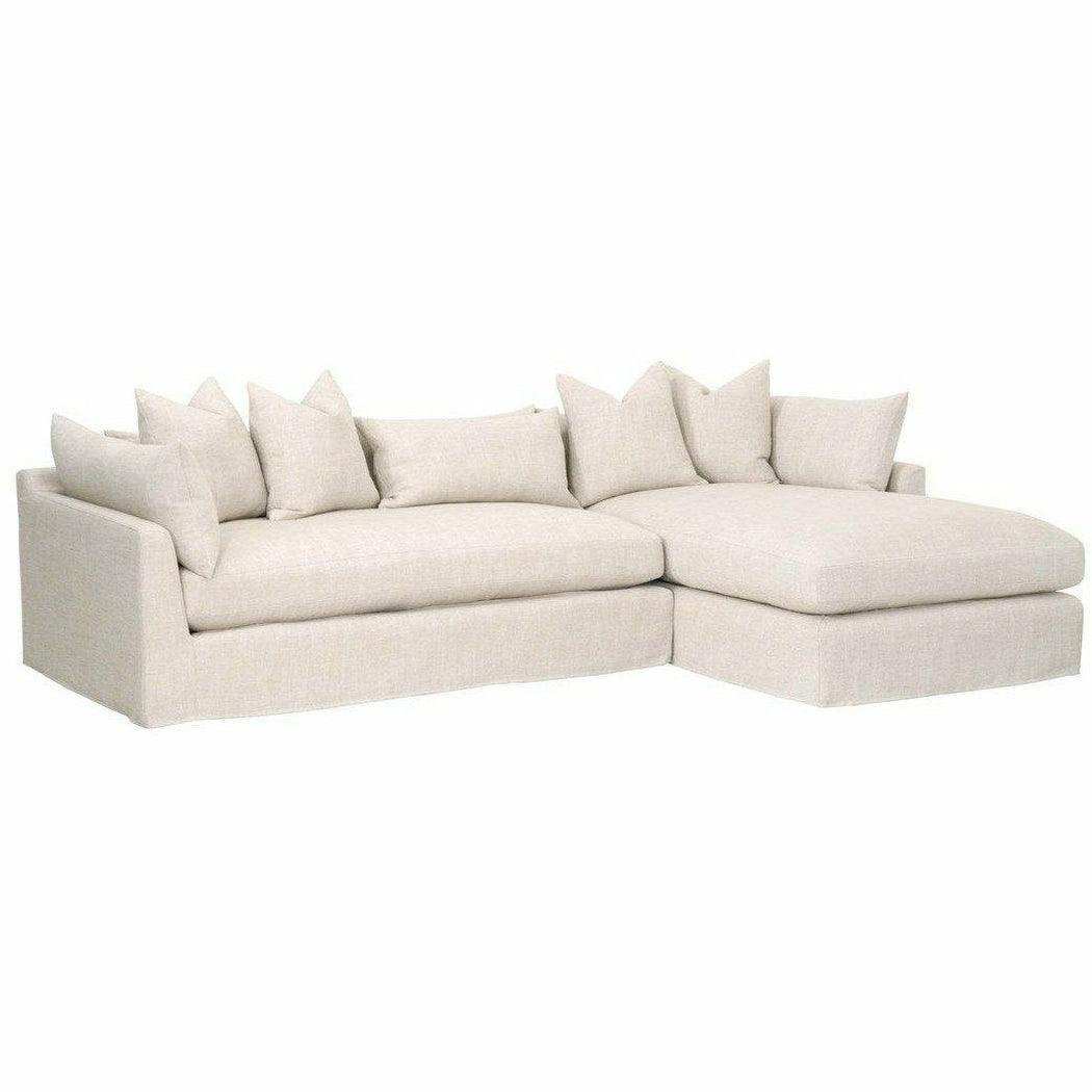 Haven 110" Lounge Slipcover RF Sectional Bisque Espresso Sectionals Sideboards and Things By Essentials For Living