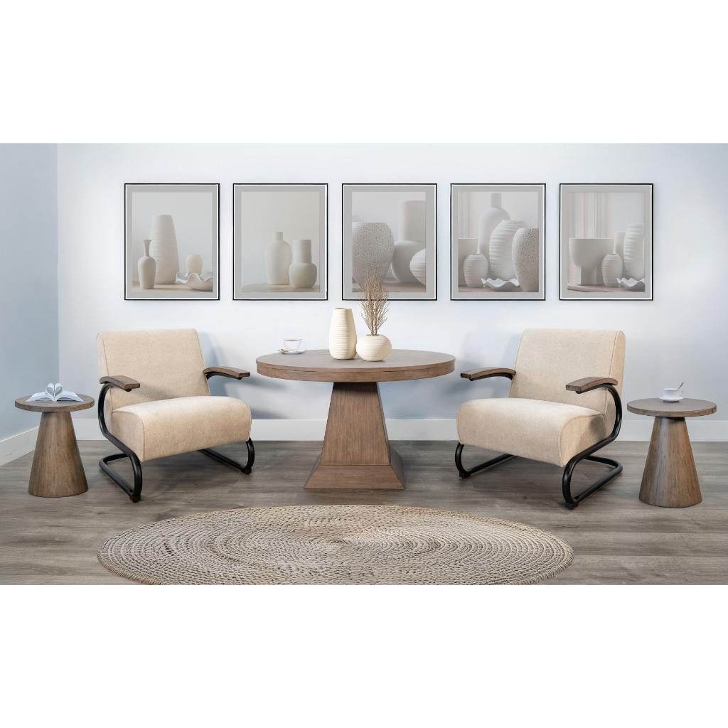 Sunny D Haven Wooden Round Pedestal Chat Table