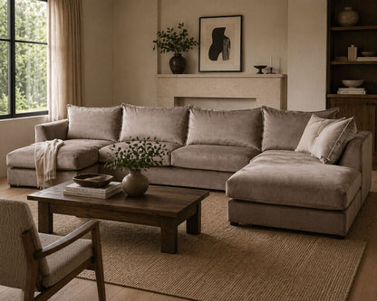 LOOMLAN Custom Upholstery Hedy Low-Profile Deep Seat Fabric Modular Sofa