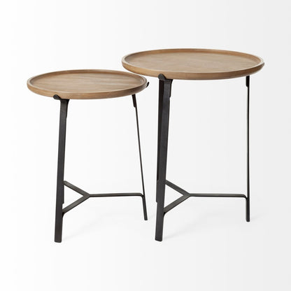 Mercana Helios Wood Top Nesting End Table 2PC
