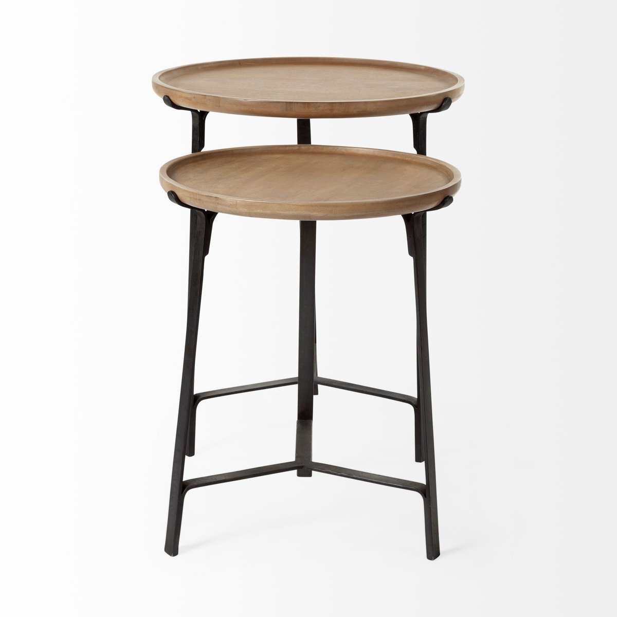 Mercana Helios Wood Top Nesting End Table 2PC