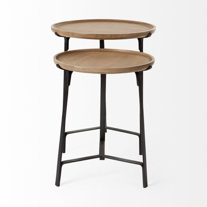 Mercana Helios Wood Top Nesting End Table 2PC