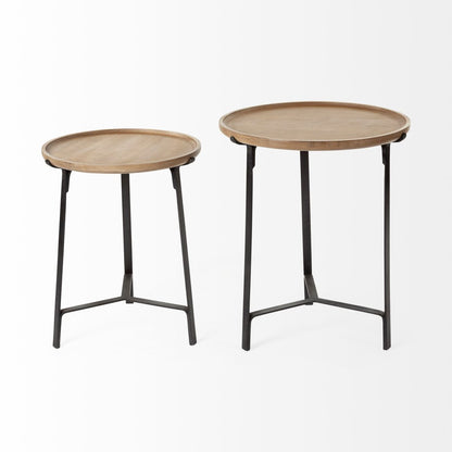 Mercana Helios Wood Top Nesting End Table 2PC