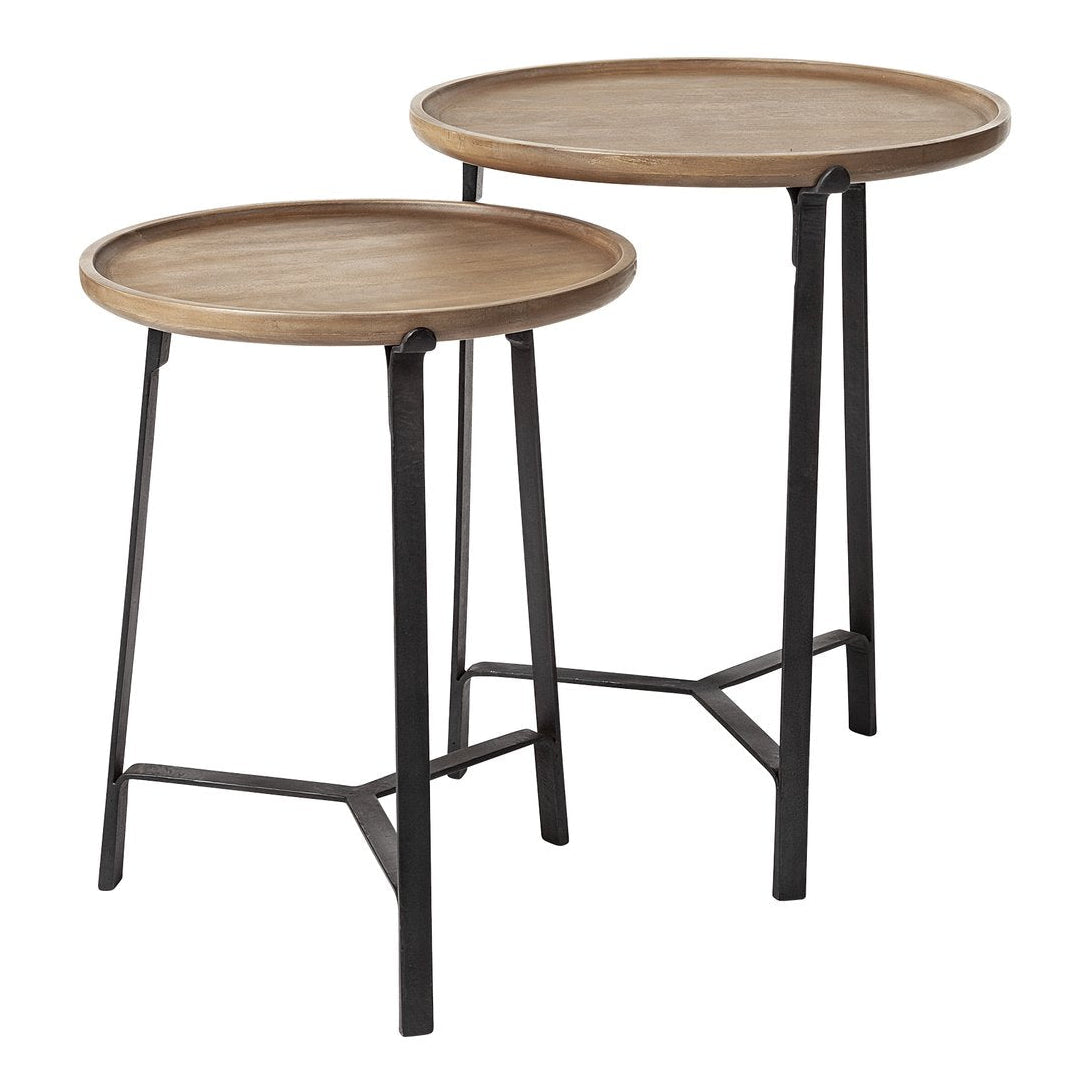 Mercana Helios Wood Top Nesting End Table 2PC