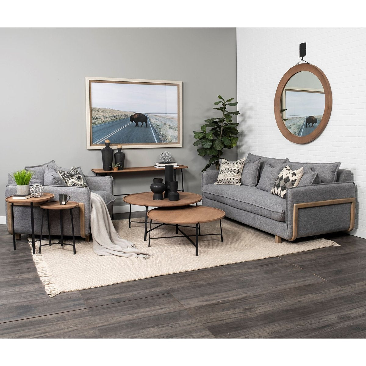 Mercana Helios Wood Top Rectangular Console Table