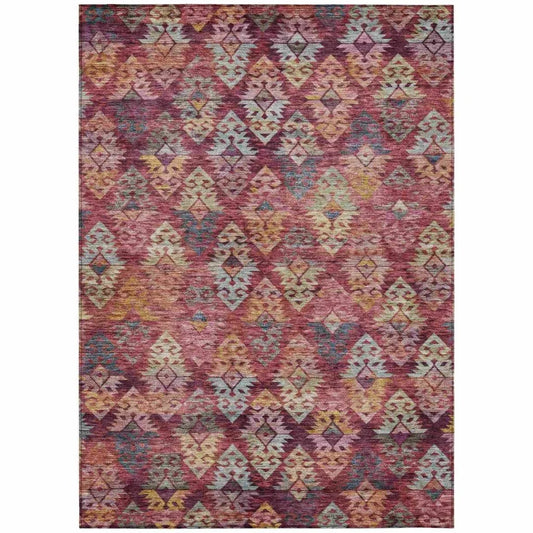 LOOMLAN Rugs Helissa Orange Washable Indoor-Outdoor Rug
