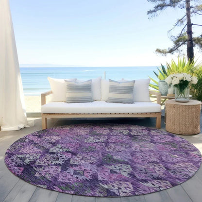 LOOMLAN Rugs Helissa Purple Washable Indoor-Outdoor Rug