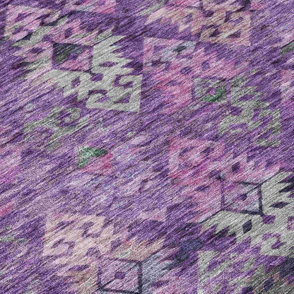 LOOMLAN Rugs Helissa Purple Washable Indoor-Outdoor Rug