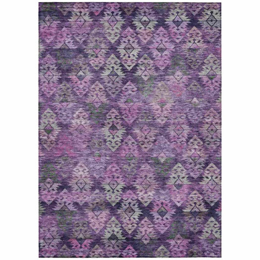LOOMLAN Rugs Helissa Purple Washable Indoor-Outdoor Rug