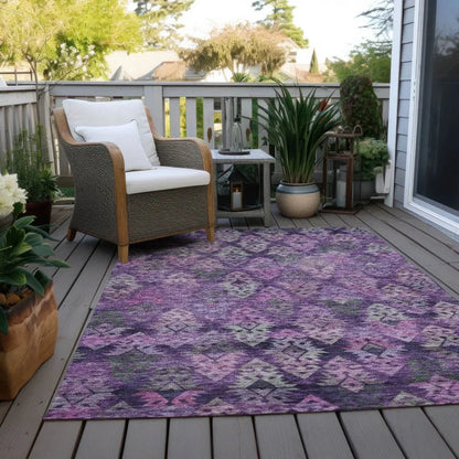 LOOMLAN Rugs Helissa Purple Washable Indoor-Outdoor Rug