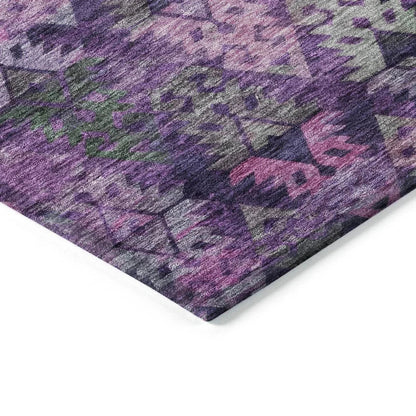 LOOMLAN Rugs Helissa Purple Washable Indoor-Outdoor Rug