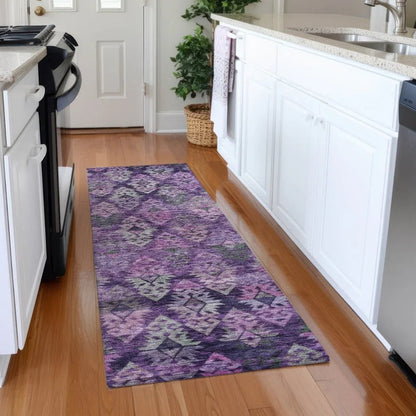 LOOMLAN Rugs Helissa Purple Washable Indoor-Outdoor Rug
