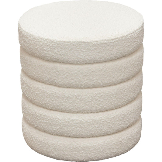 Helix Round Accent Ottoman in Ivory Boucle fabric-Ottomans-Diamond Sofa-Sideboards and Things 