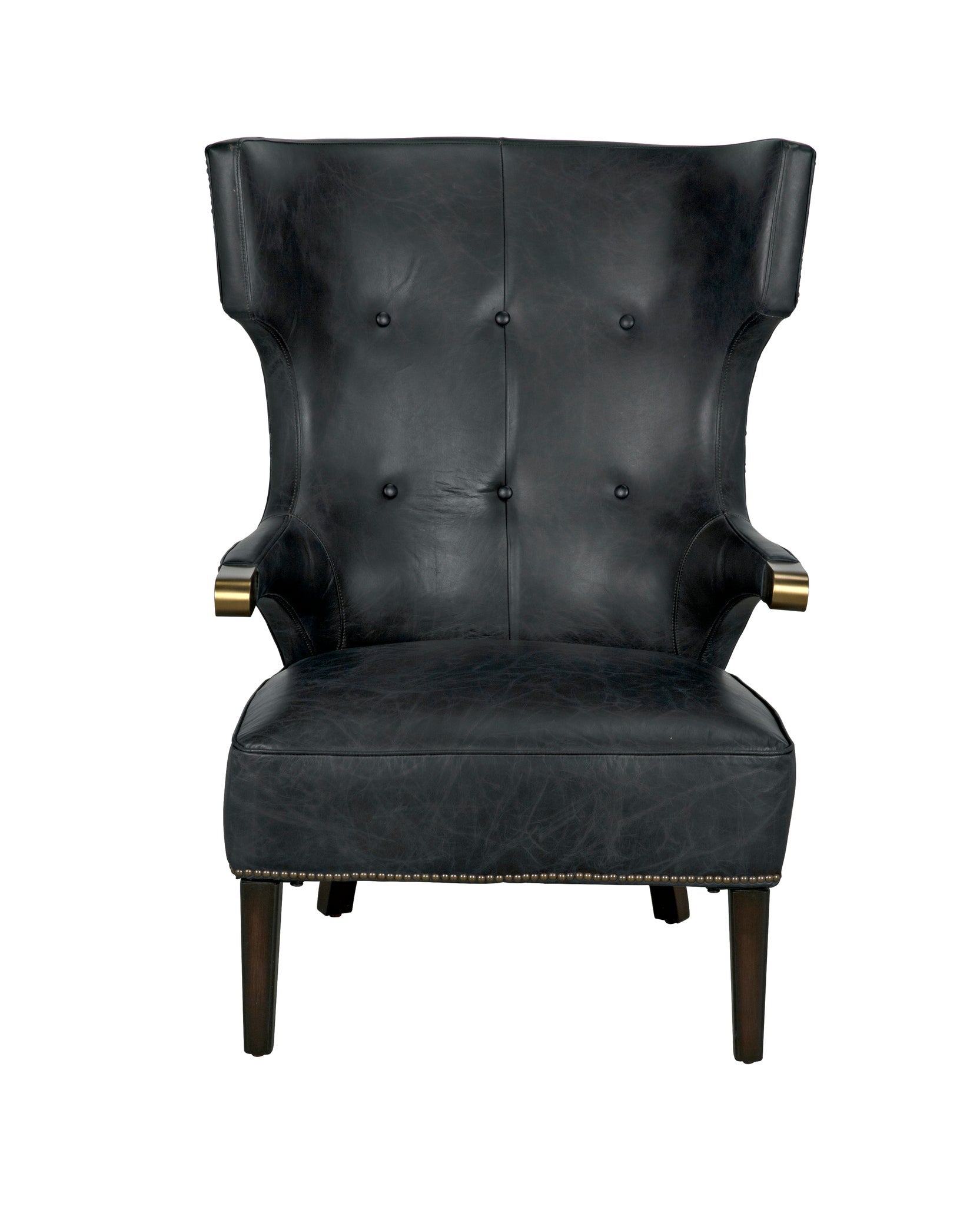 Heracles Chair, Leather-Accent Chairs-Noir-Sideboards and Things