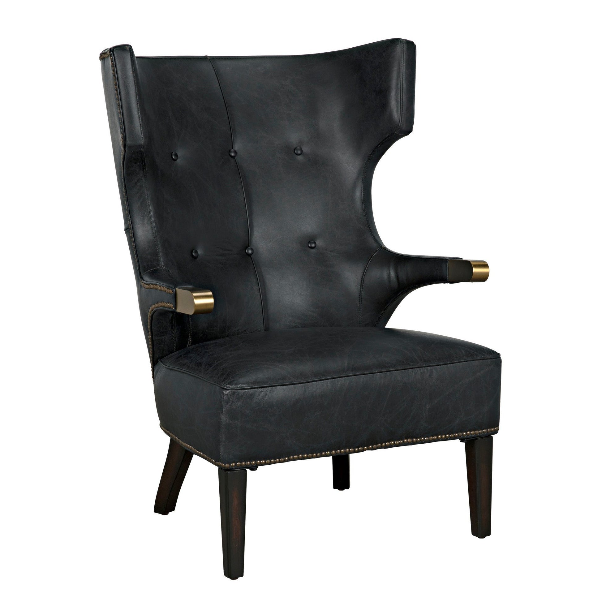 Heracles Chair, Leather-Accent Chairs-Noir-Sideboards and Things