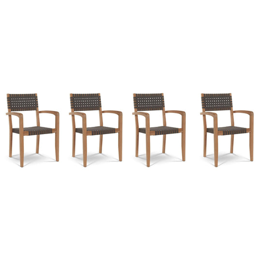 Herning Teak Outdoor Stacking Armchair (Set of 4)-Outdoor Dining Chairs-HiTeak-Sideboards and Things