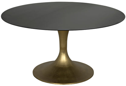 Herno Steel Round Dining Table With Brass Finished-Dining Tables-Noir-Sideboards and Things