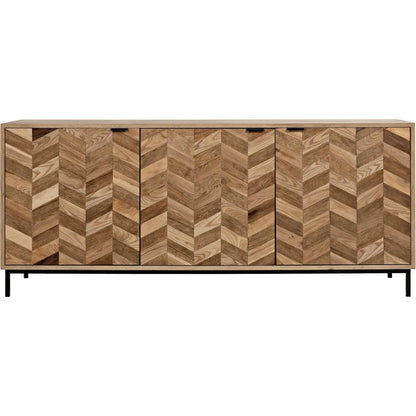 Herringbone Wood and Steel Sideboard