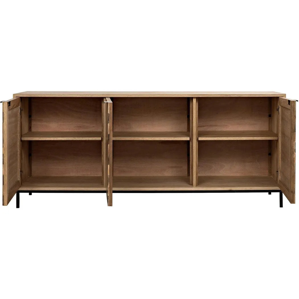 Herringbone Wood and Steel Sideboard