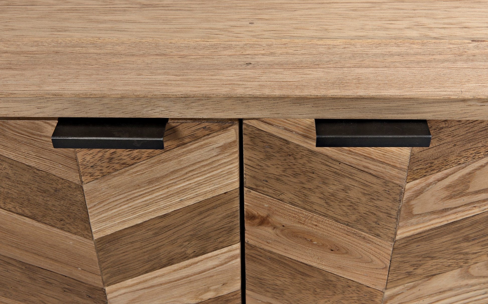 Herringbone Wood and Steel Sideboard-Sideboards-Noir-Sideboards and Things