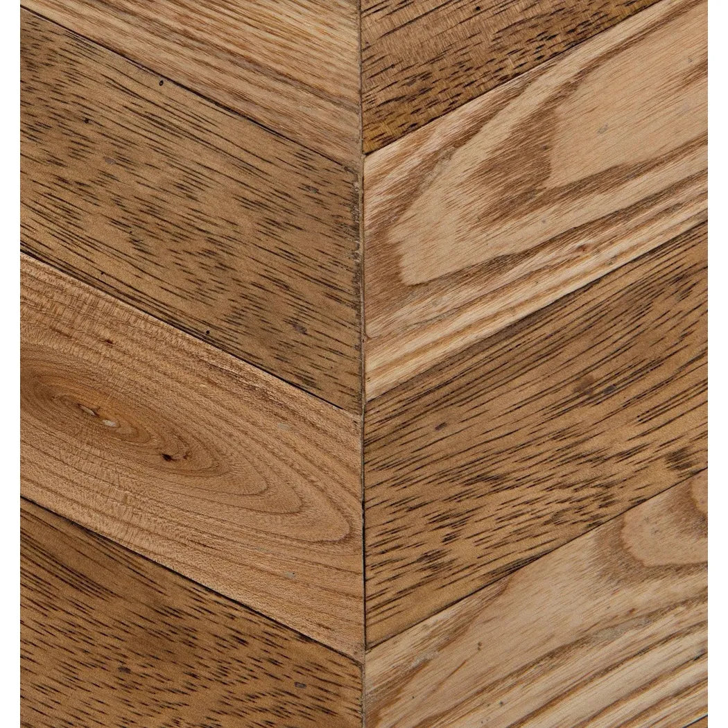 Herringbone Wood and Steel Sideboard