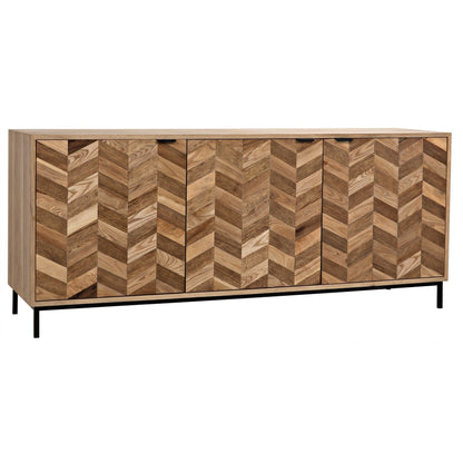 Herringbone Wood and Steel Sideboard-Sideboards-Noir-Sideboards and Things